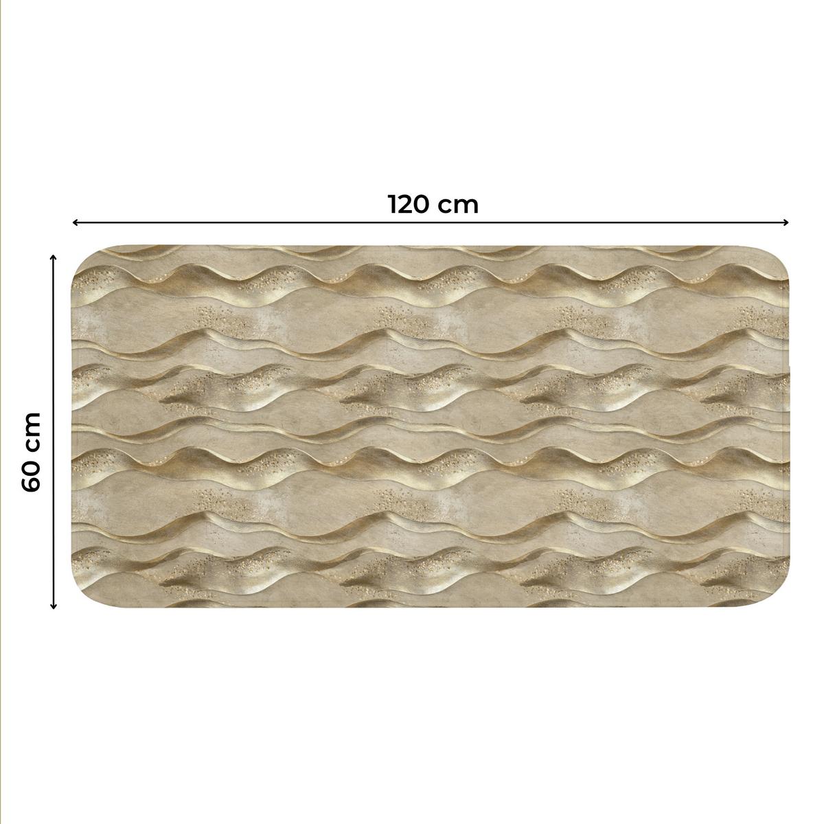 WC-VORLEGER Wellen - Muster - Gold WC Teppich 120x60 cm - Messingfarben, Textil (120/1cm) - OnlyWow