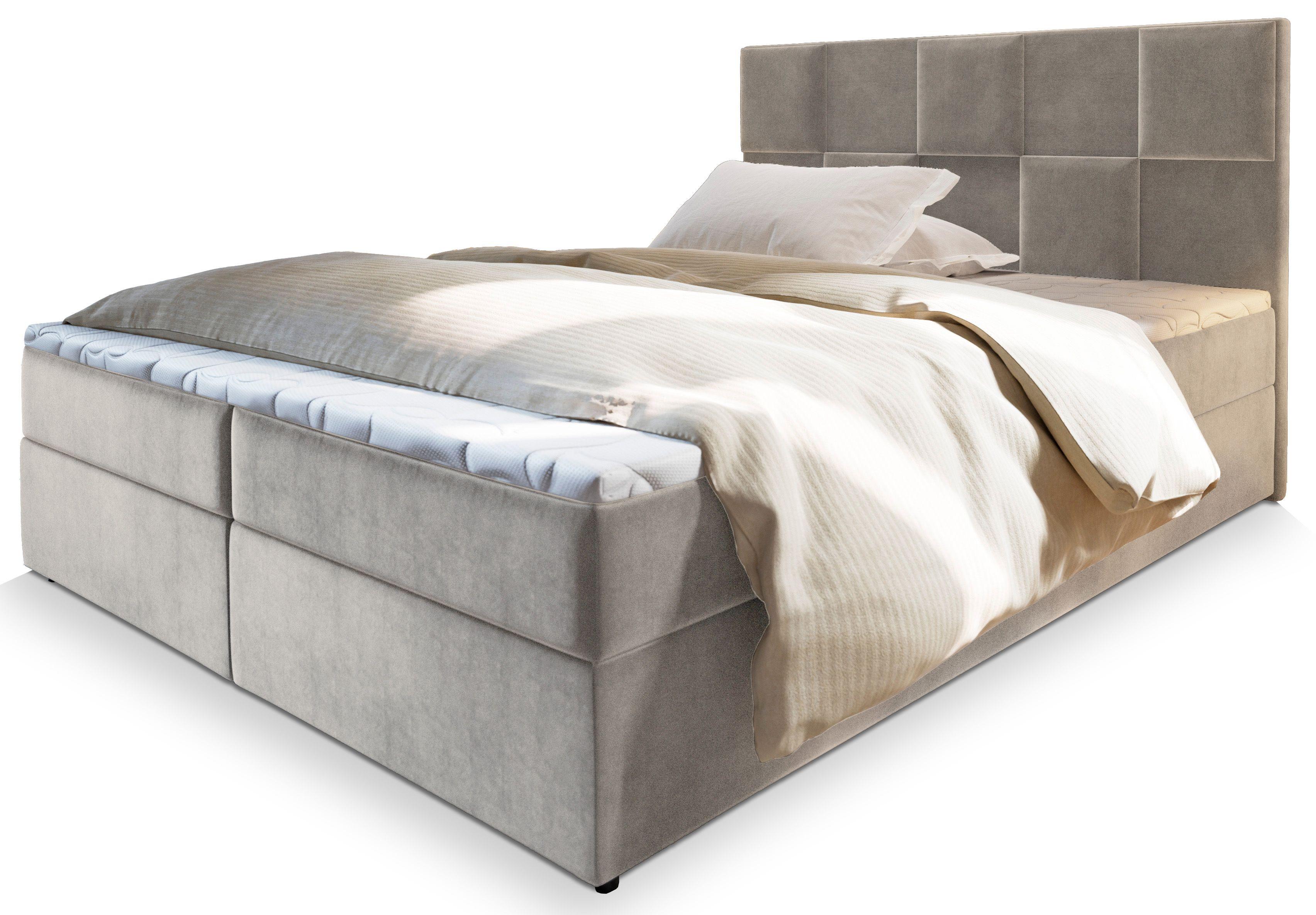BOXBETT PRATA 160x200 cm mit Matratze und Topper - Beige - Beige, Holz (160/200cm) - MASSENO