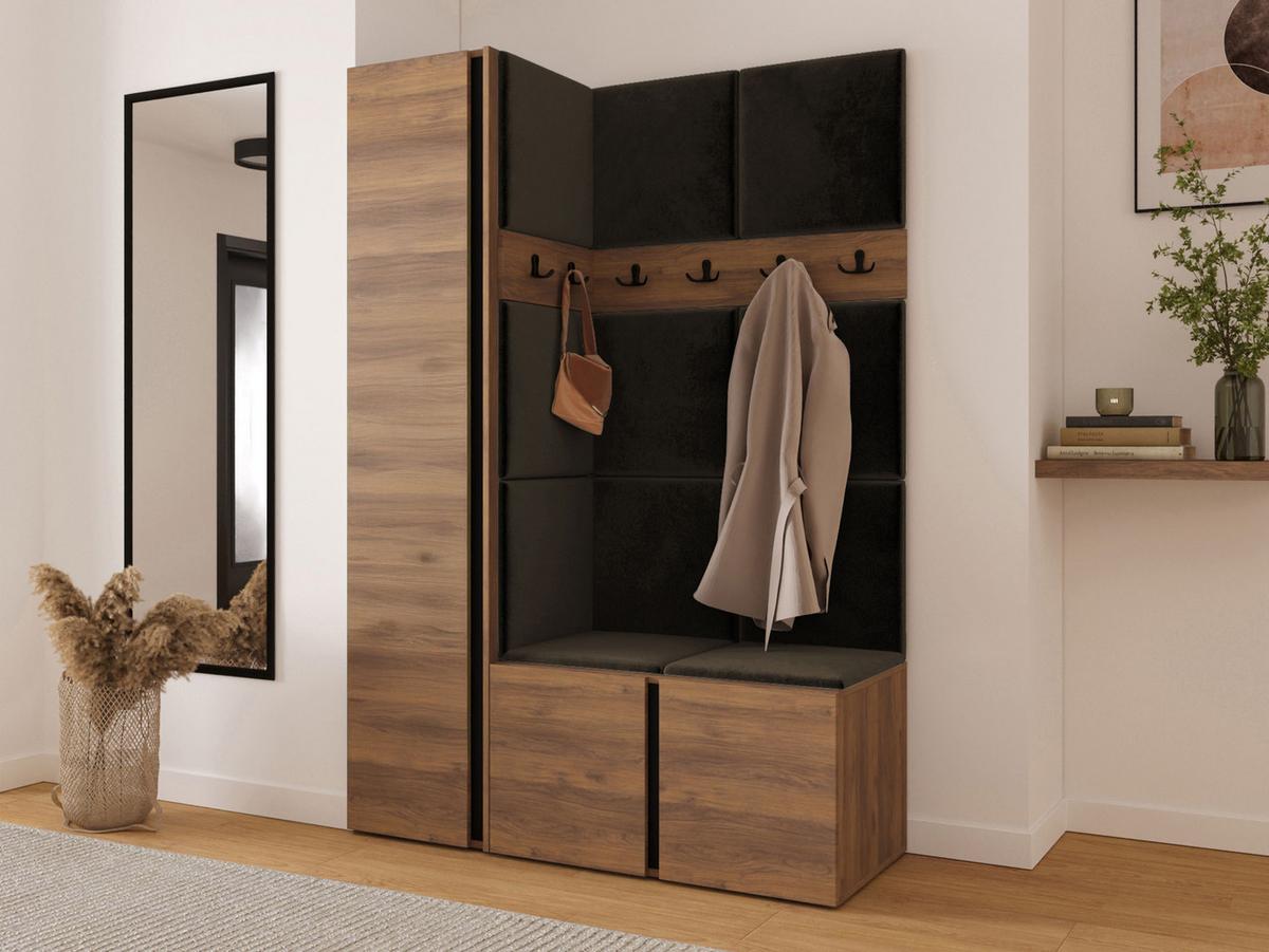 GARDEROBEN-SET Orion IX - Nussbaumfarben/Braun, Holzwerkstoff/Kunststoff (124/186/46cm) - MIRJAN24