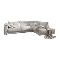ECKSOFA MADELINE Hellgrau Cord - Hellgrau/Schwarz, Kunststoff/Textil (325/224cm) - KAWOLA