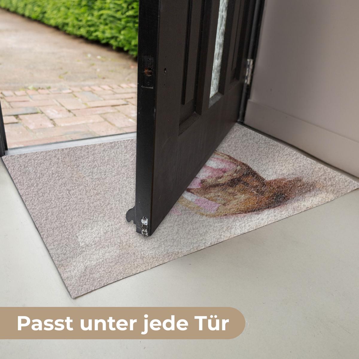 FUSSMATTE Korb - Eier - Rosa Schmutzmatte 60x40 cm - Beige, Kunststoff (40/60cm) - MuchoWow
