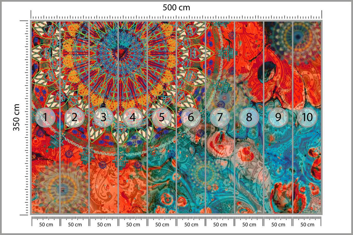 FOTOTAPETE für Wohnzimmer Farbenfrohe Mandalas Abstraktion Muster 500x350 - Multicolor, Papier (500/350cm) - Muralo