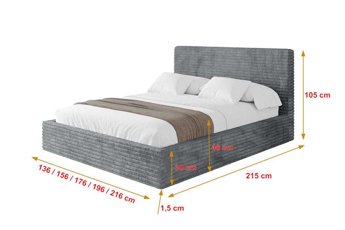 POLSTERBETT mit Bettkasten und Lattenrost, Bett mit Matratze H3/H4 - ALOVA 160x200 Dunkelgrau - Dunkelgrau, Holzwerkstoff/Textil (160/200cm) - ALTDECOR