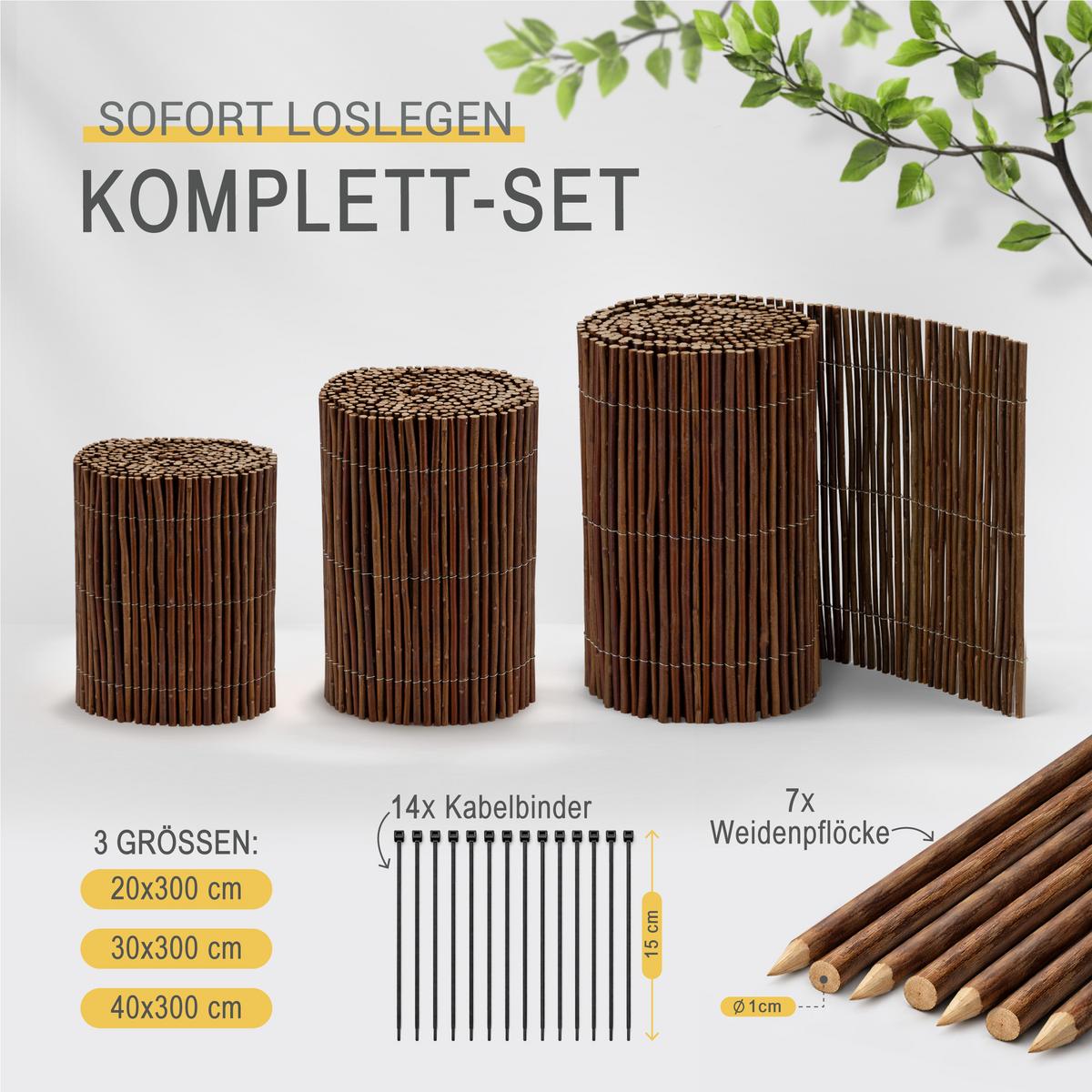BEETEINFASSUNG SolVision WB79 40x300cm Weide mit 7 Pflöcken 50 cm - Naturfarben, Holz (40/300cm) - Sol Royal
