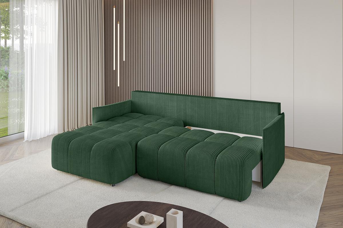 ECKSOFA Ottomane links LONLI-L 251x189x68 Grün Cord - Grün, Holzwerkstoff/Kunststoff (251/189cm) - ALTDECOR