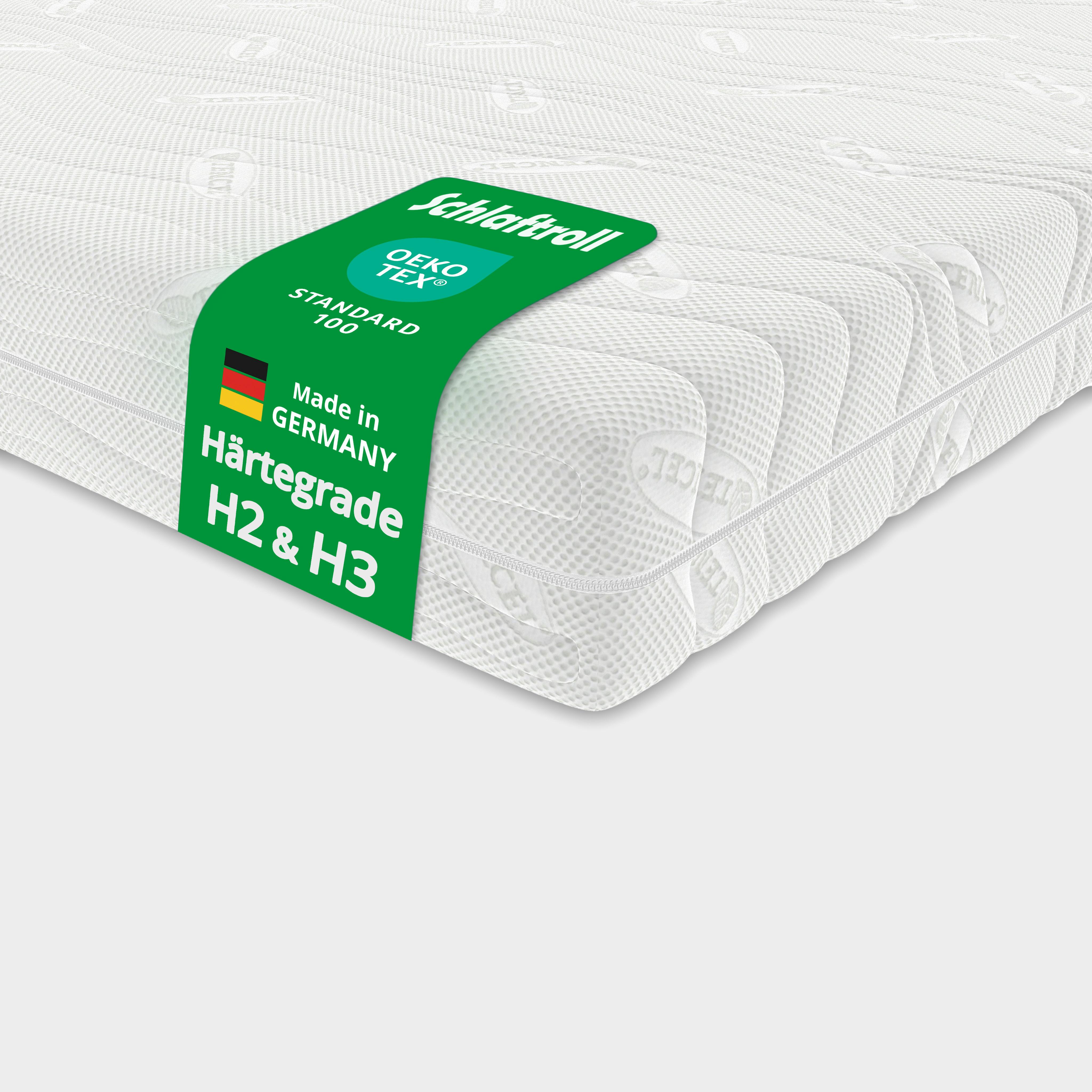 GEL KALTSCHAUM MATRATZE 100x200 cm 22 cm hoch 7 Zonen Wendematratze H2 H3 Lyocell Bezug ergonomisch druckentlastend atmungsaktiv - Weiß, Textil (100/200cm) - Schlaftroll