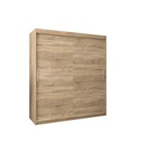 SCHIEBETÜRENSCHRANK TOKYO 200/180/62 2-türig - Silberfarben/Sonoma Eiche, Holz/Kunststoff (180/200/62cm) - MÖBEL KRYSPOL