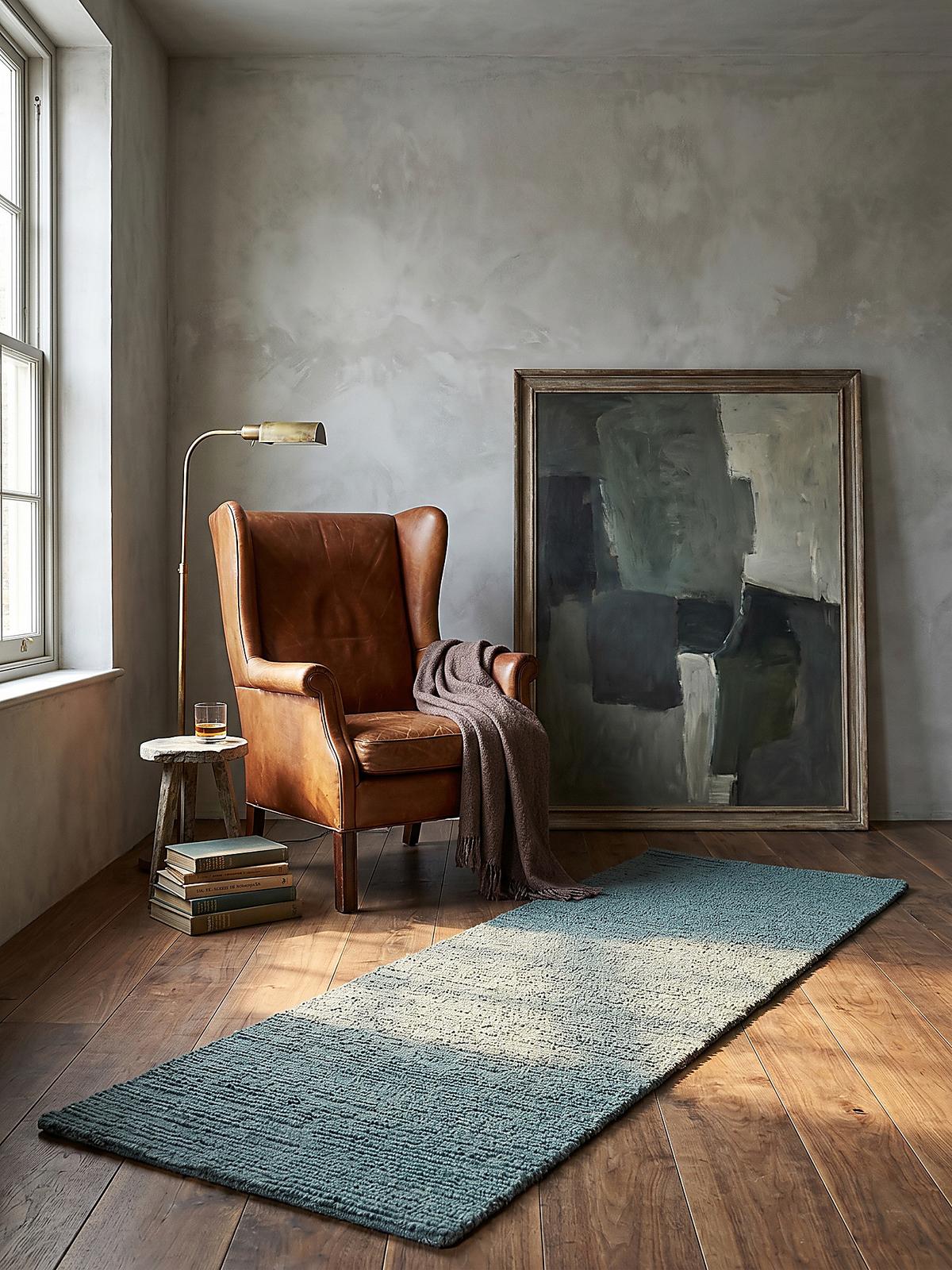WOLLTEPPICH ALNE, einfarbig, Türkis, 80 x 230 cm - Blau, Textil (230/80cm) - KADIMA DESIGN