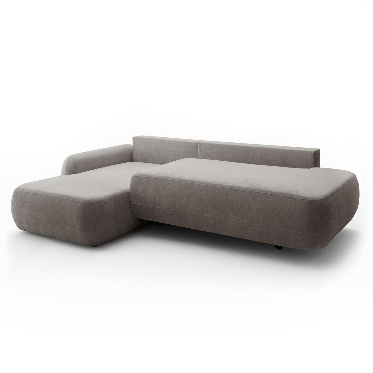 ECKSOFA GOYA mit Schlaffunktion und Bettkasten, Linke, Perfect Harmony 85 - Hellgrau, Textil (184/302cm) - Lookway