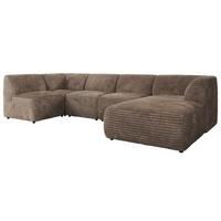 WOHNLANDSCHAFT MODARO U 5M - Braun Cord - Rechts - Schwarz/Braun, Textil (345/78/180cm) - MKS