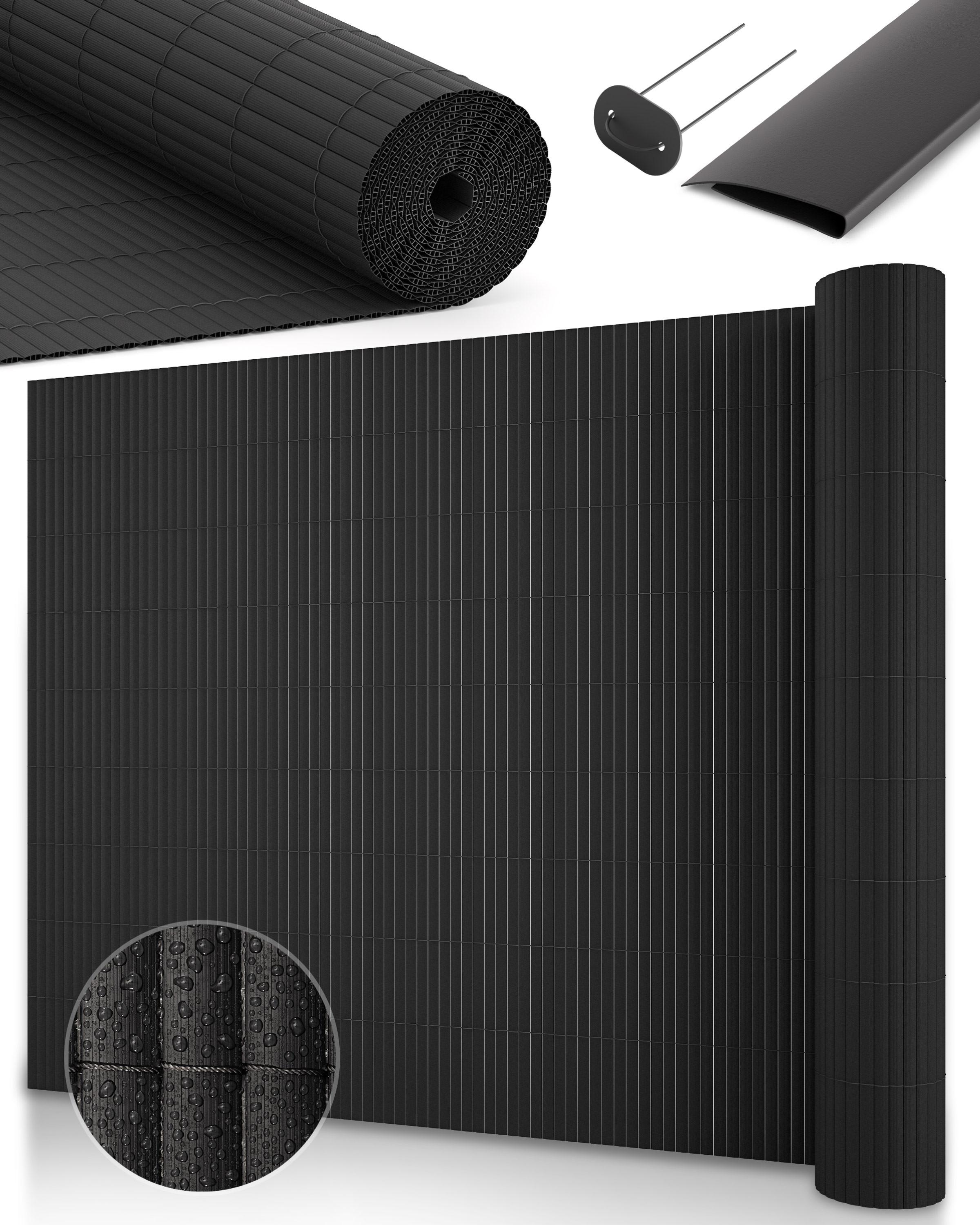 SICHTSCHUTZZAUN SolVision P12 160x300cm PVC Anthrazit - Anthrazit, Kunststoff (300cm) - Sol Royal