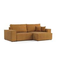 ECKSOFA CAVO mit Schlaffunktion Honiggelb im City Stoff - Schwarz/Honig, Holz/Holzwerkstoff (255/148cm) - AltaBeds