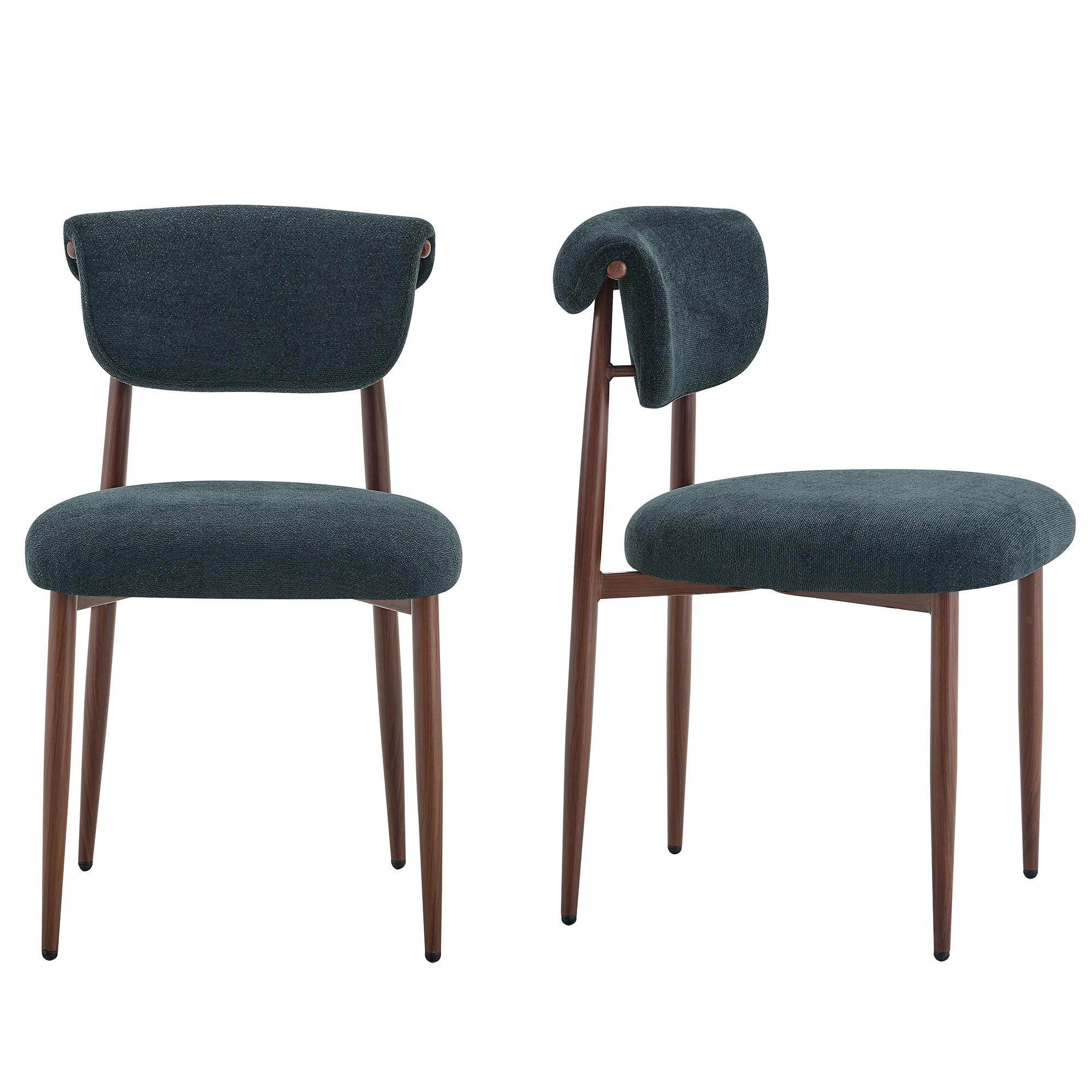 ESSZIMMERSTUHL 2ER-SET aus Leinenstoff in Schwarz, ohne Armlehnen mit gebogener Rückenlehne - Schwarz, Textil (48/83/58.5cm) - Urban Meuble