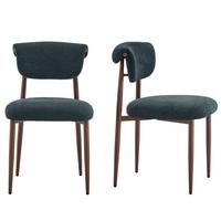 ESSZIMMERSTUHL 2ER-SET aus Leinenstoff in Schwarz, ohne Armlehnen mit gebogener Rückenlehne - Schwarz, Textil (48/83/58.5cm) - Urban Meuble