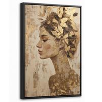 LEINWAND Bilder mit Rahmen - Frau - Gold - Abstrakt - Textur - 40x60 - Goldfarben, Textil (40/60cm) - MuchoWow