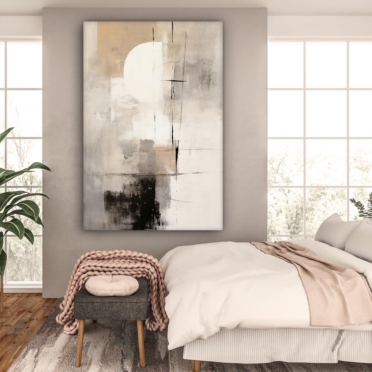 LEINWANDBILD Abstrakt - Kunst - Grau Deko Groß 90x140 cm - Hellgrau, Textil (90/140cm) - MuchoWow