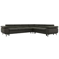 ECKSOFA NORDEN L - Dunkelgrau Velvet - Links Seite - Dunkelgrau/Anthrazit, Textil/Metall (269/329cm) - MKS