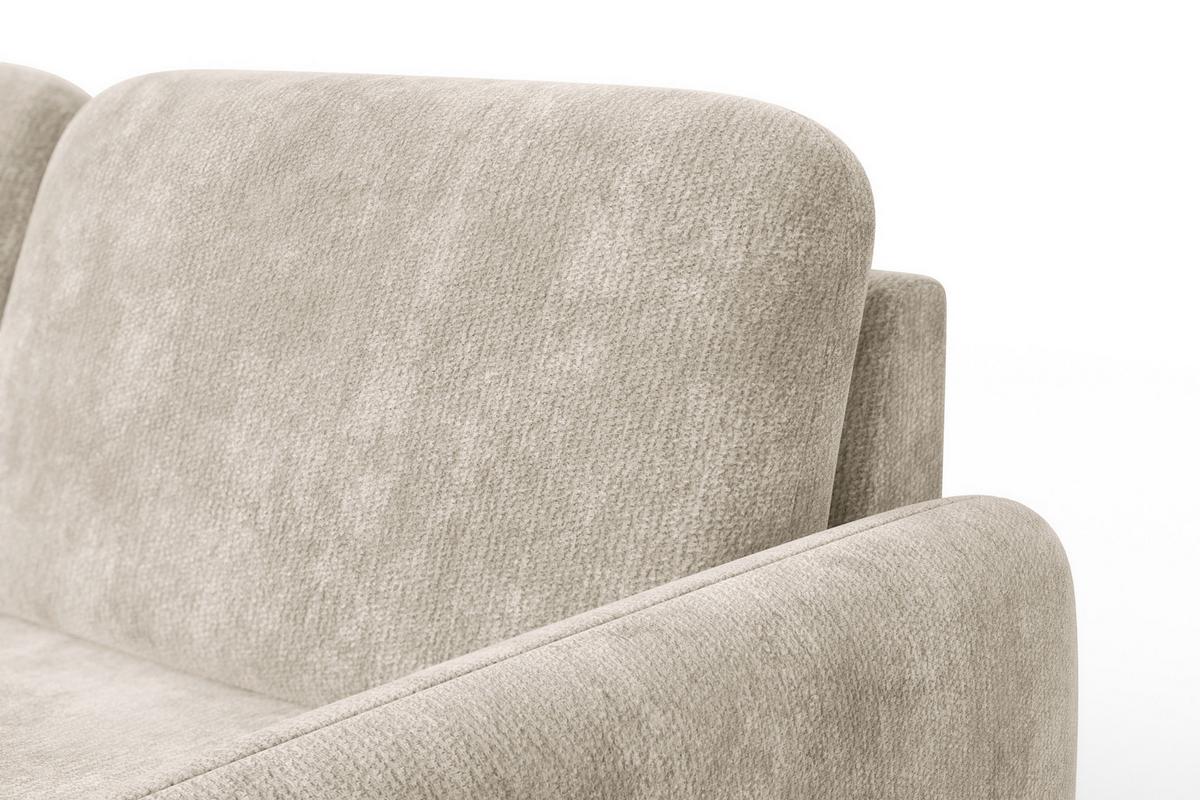 ECKSOFA FEBE 4-Sitzer LINKS, cremefarbener Chenille-Stoff - Creme/Schwarz, Holz/Textil (264/157cm) - Wozimo