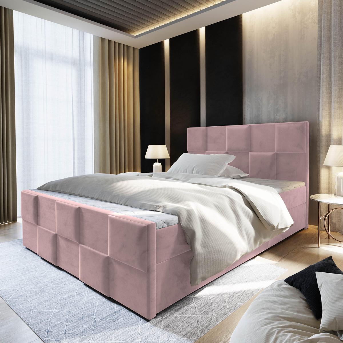 BOXBETT MONA 180x200 cm mit Matratze und Topper - Rosa - Rosa, Holz (180/200cm) - MASSENO