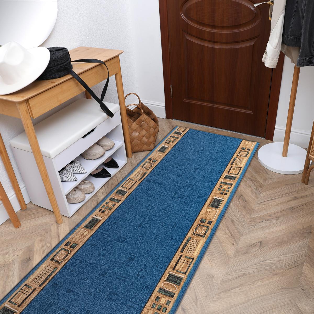 LÄUFER Antirutsch JENA 80/100 cm - Blau, Textil (80/100cm) - rugsX