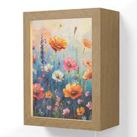 WANDLEUCHTE Blumen - Natur - Aquarell - Kunst 15x20 cm - Multicolor, Holzwerkstoff (15/20/8cm) - OnlyWow