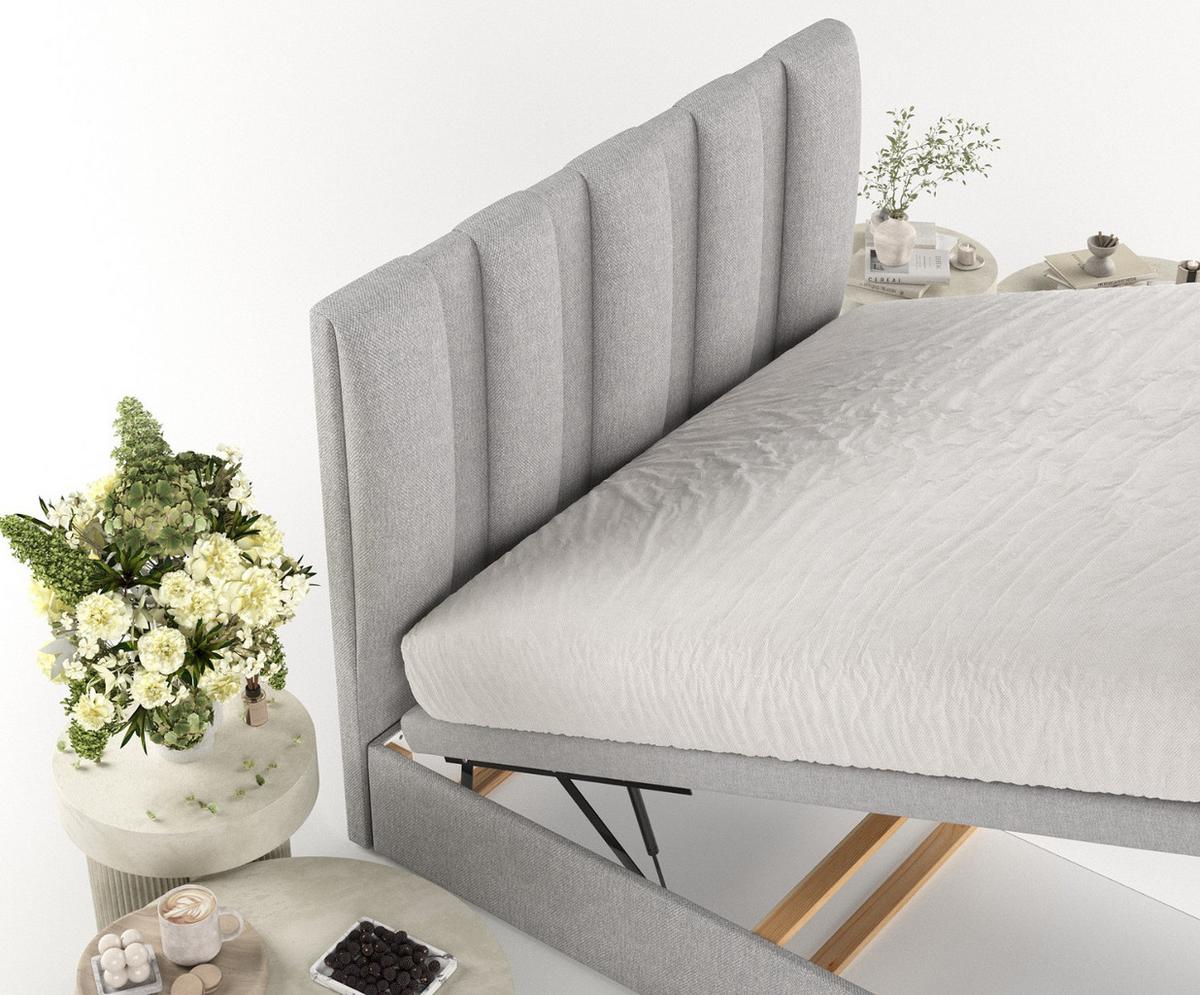 POLSTERBETT Orta mit Stauraum 140/200 cm Grau im Megan Stoff - Schwarz/Grau, Holz/Holzwerkstoff (140/200cm) - AltaBeds