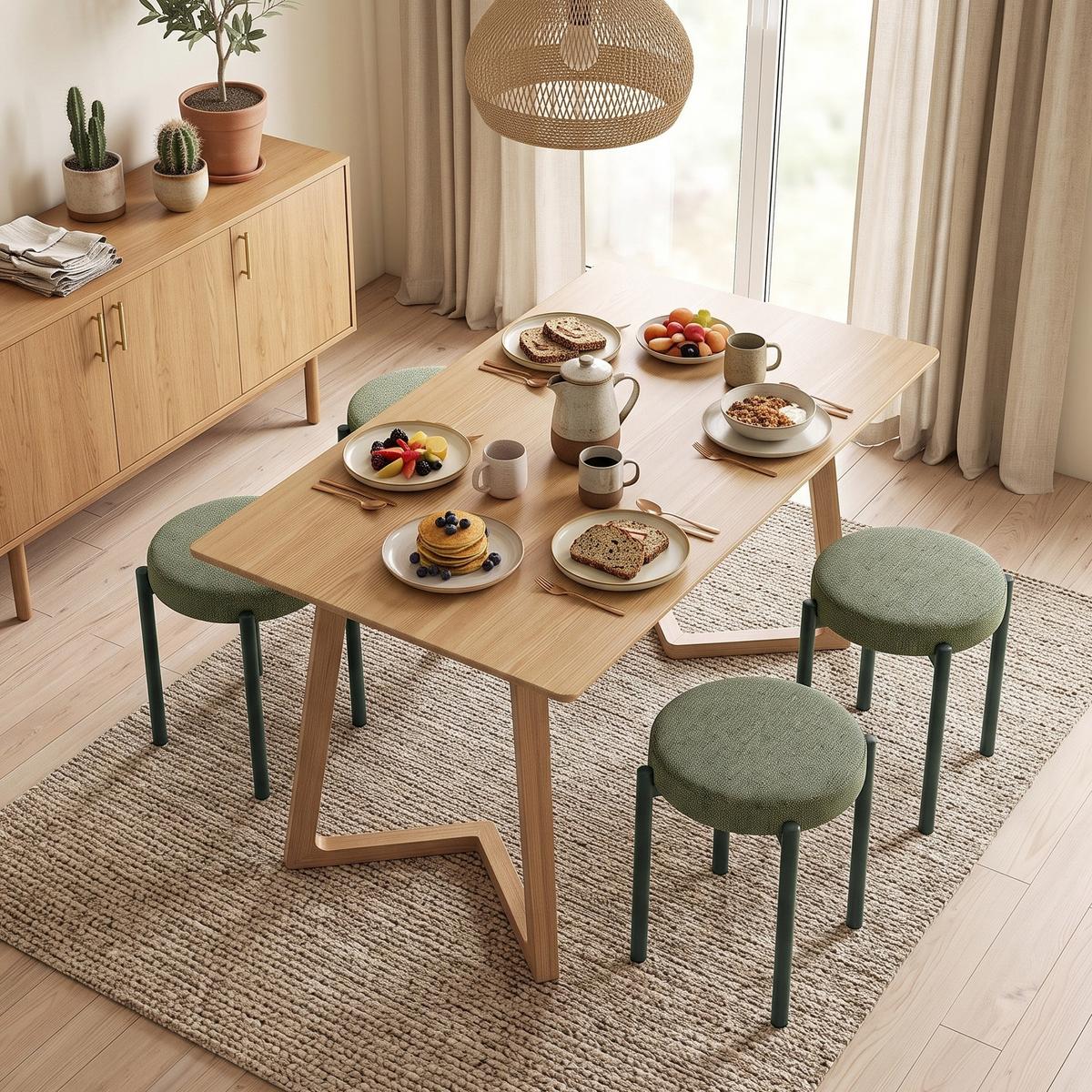 HOCKER 4er Set Polyester Dunkelgrün - Dunkelgrün, Textil/Metall (45/47.5/45cm) - HOMCOM