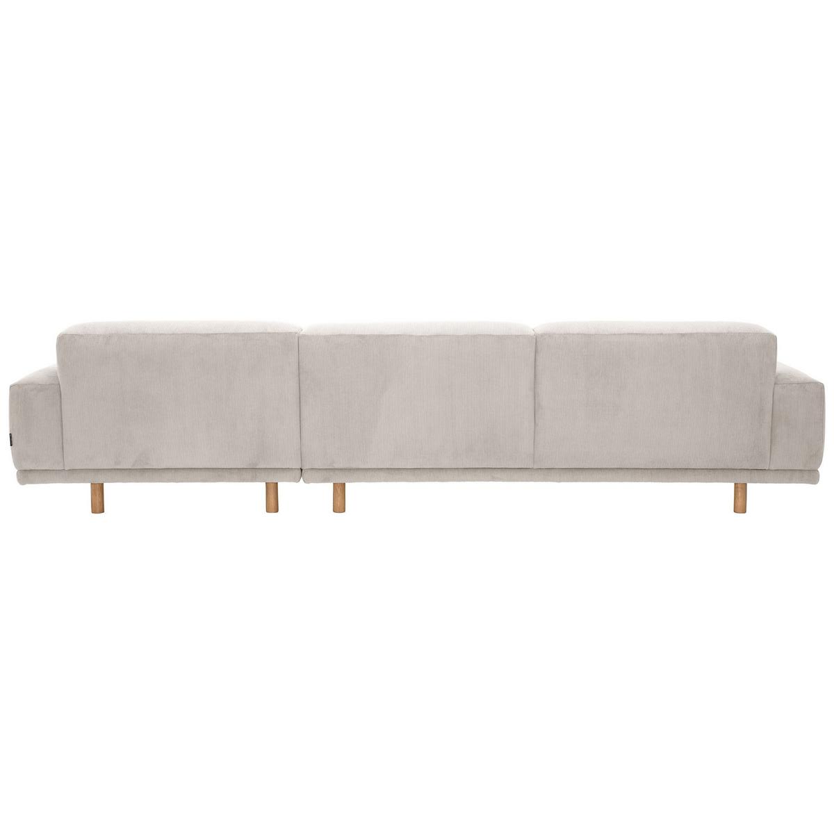 ECKSOFA mit Longchair rechts Kattryna Cordstoff beige - Beige, Kunststoff (133/283cm) - 58aufmkessel