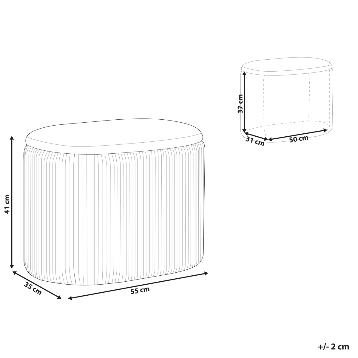 POUF Richland 35/55/41 cm - Beige, Textil (55/41/35cm) - Beliani