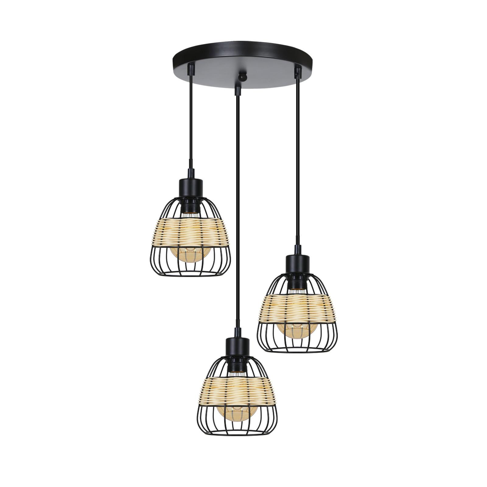PENDELLEUCHTE Hans 3-flammig 25/25/150 cm - Schwarz, Metall (25/25/150cm) - Nettlife