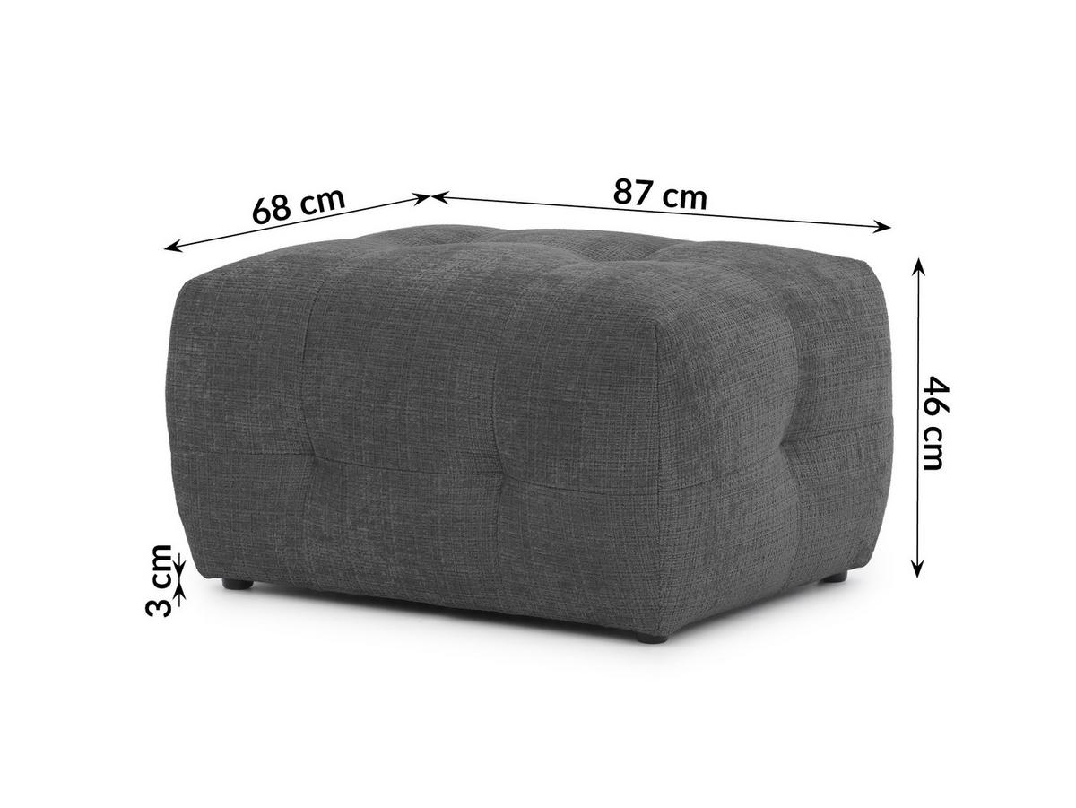 ECKSOFA inkl. Hocker Kozy im Bumpy-Design mit Schlaffunktion und fester Rückenlehne aus weichem Grau Chenille-Stoff - Ottomane links - Schwarz/Grau, Holz/Kunststoff (161/234cm) - S-Style Möbel