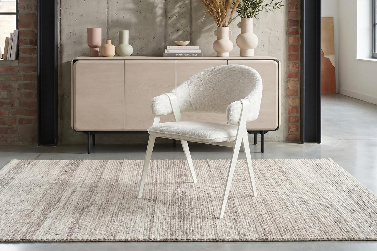 ESSZIMMERSTUHL ARELLA Cremeweiß Flachgewebe (1er-Set) - Creme, Glas/Kunststoff (63/83/63cm) - KAWOLA