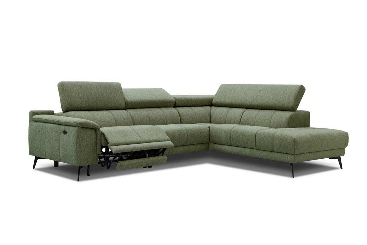 ECKSOFA FIERO 5-Sitzer mit 1 Relaxfunktion, olivgrün - Olivgrün, Holzwerkstoff/Textil (290/228cm) - Wozimo