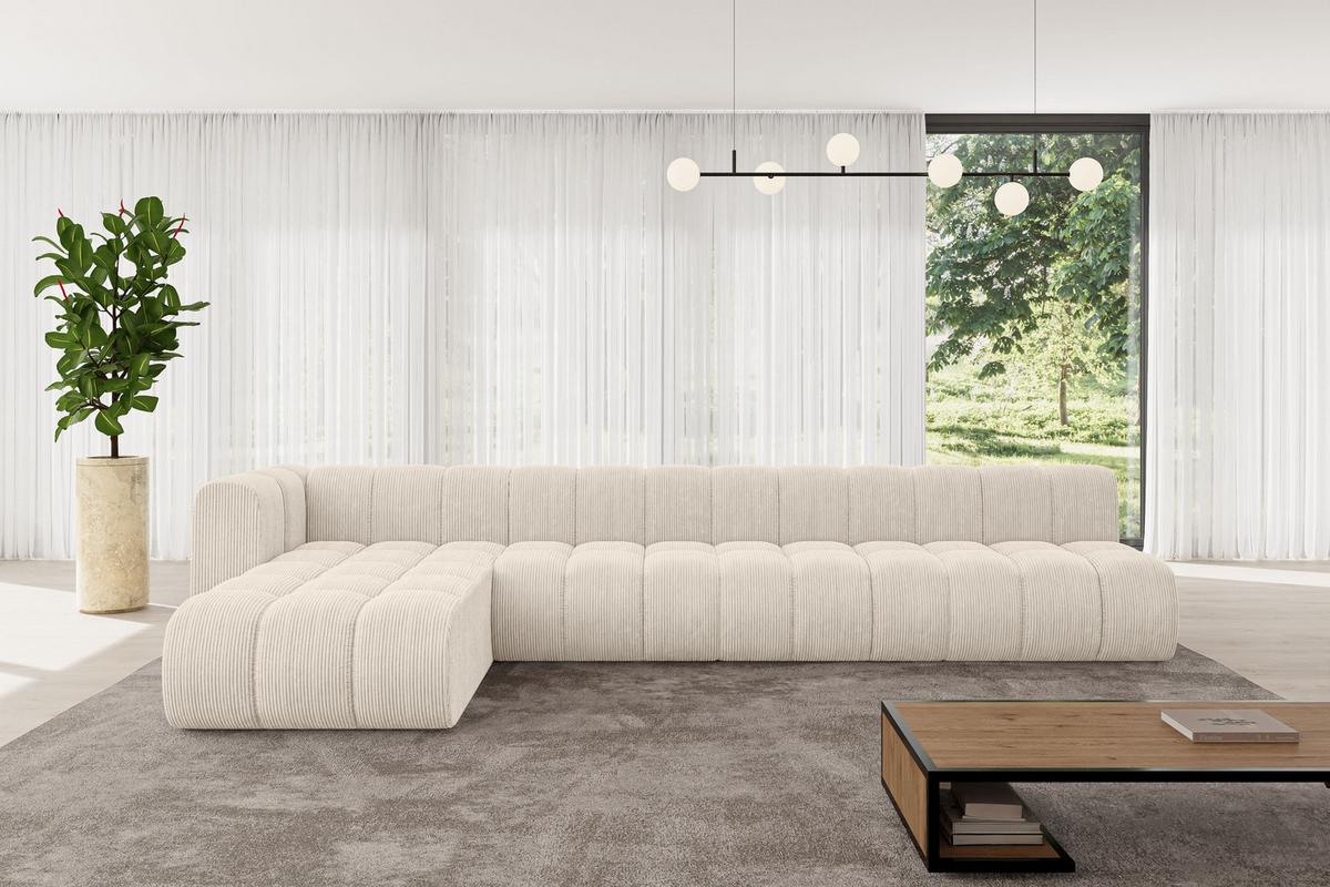 ECKSOFA modulares Sofa Darnel-L3 - 387x177x70 cm Beige - Beige, Holzwerkstoff/Textil (387/177cm) - ALTDECOR