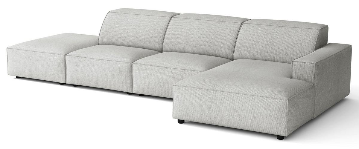 ECKSOFA Sellmo 344 cm - Hellgrau/Schwarz, Kunststoff/Textil (350/166cm) - Selsey
