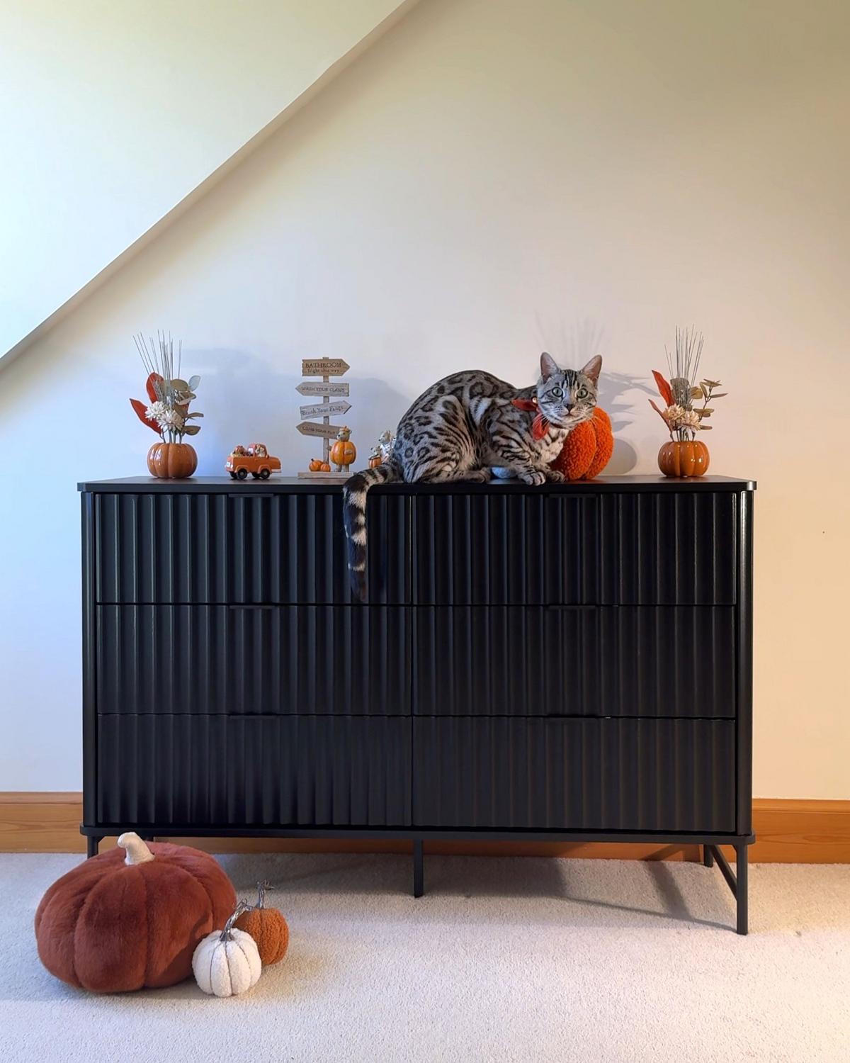 KOMMODE mit 6 Schubladen Schwarz Glastonbury - Schwarz, Holzwerkstoff (120/80/40cm) - Beliani