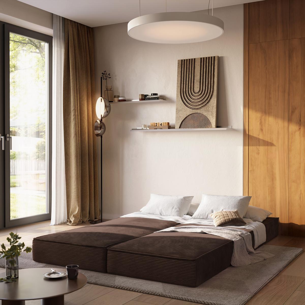 ECKSOFA NOTIA modulares Boneless Sofa mit Schlaffunktion Braun Cordstoff - Braun, Textil (200/120cm) - MASSENO