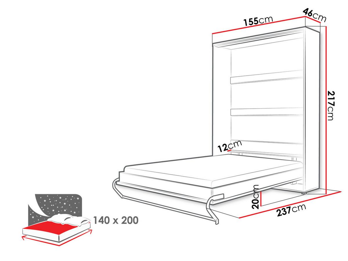 SCHRANKBETT Concept Pro I Vertical - Grau, Holzwerkstoff (140/200cm) - MIRJAN24