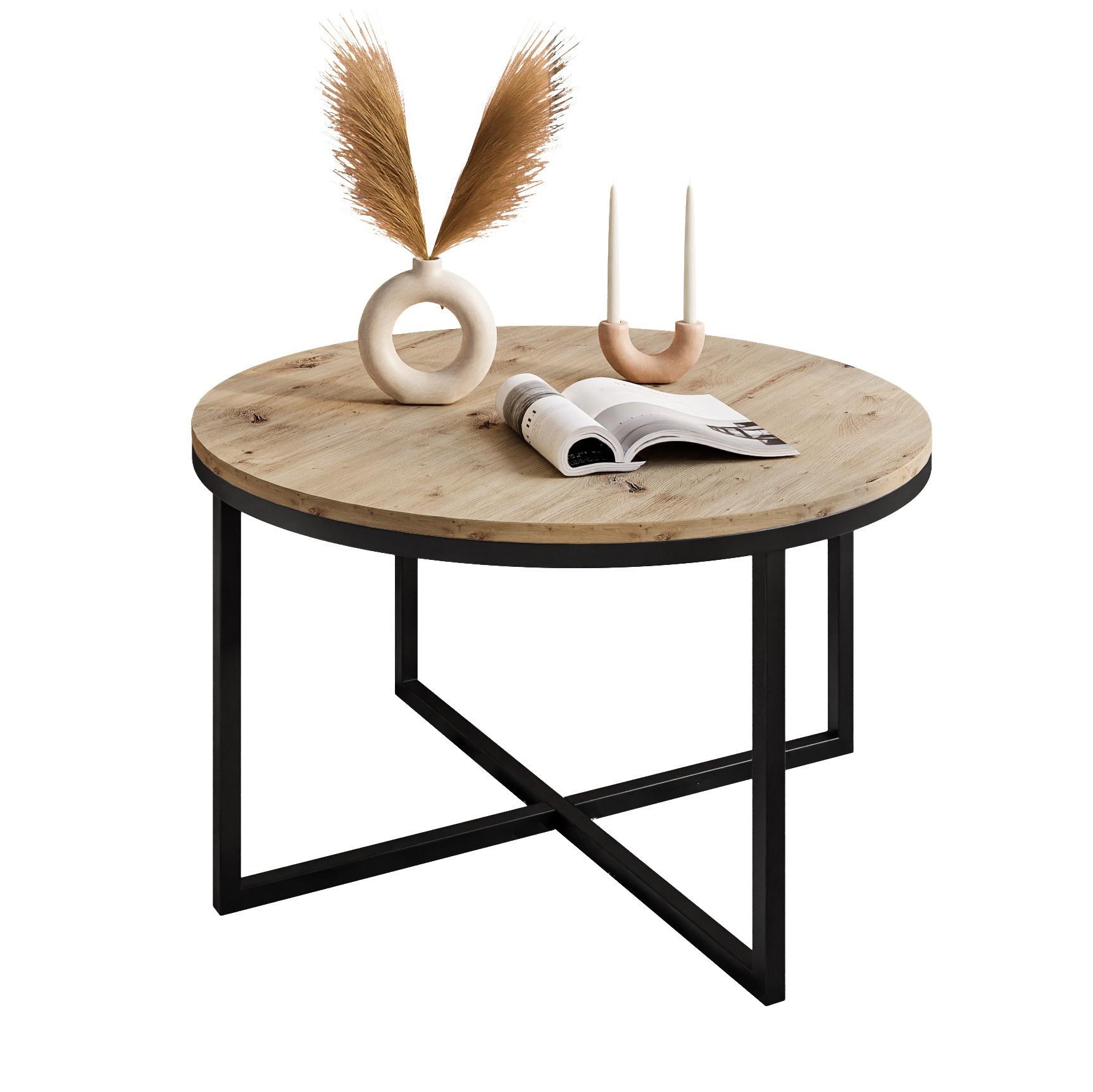 COUCHTISCH CIRI-X Eichenholz Artisan - Schwarz/Eiche Artisan, Holzwerkstoff (70/70/45.6cm) - Lookway