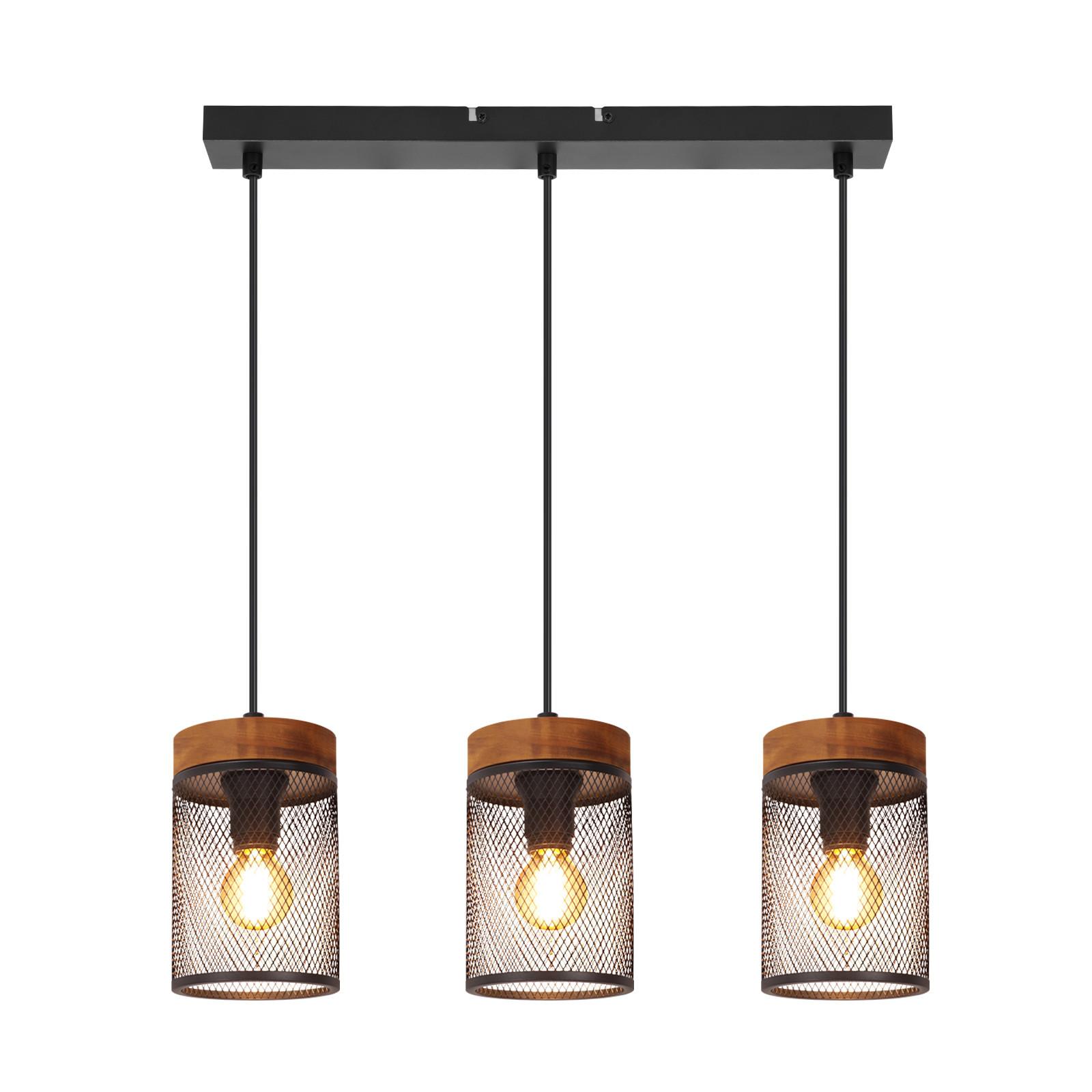 PENDELLEUCHTE Pyrex 46/10/150 cm - Schwarz/Braun, Holz/Metall (46/10/150cm) - ZMH