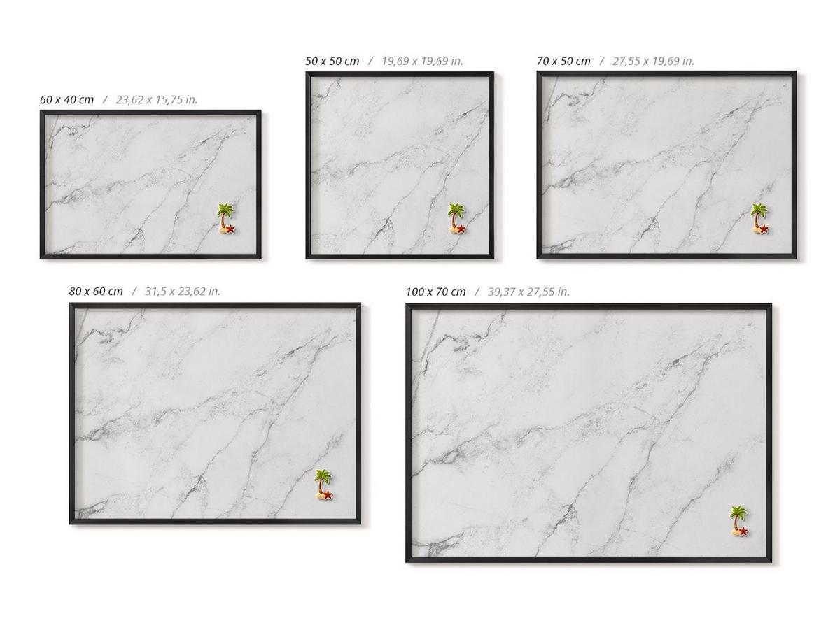 MAGNETTAFEL 100x70 cm Schwarzer Rahmen Zarter Hellmarmor - Birkefarben, Metall (100/70/0.4cm) - TULUP