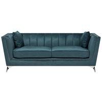 3-SITZER-SOFA Samtstoff Blau-Grün Gaula - Hellgrün, Textil (211/77/80cm) - Beliani