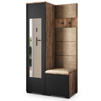GARDEROBENSCHRANK VIRA 95/181/51 cm Modern Garderobe-Set Eiche Lefkas - Eichefarben/Schwarz, Holzwerkstoff (95/181/51cm) - MASSENO