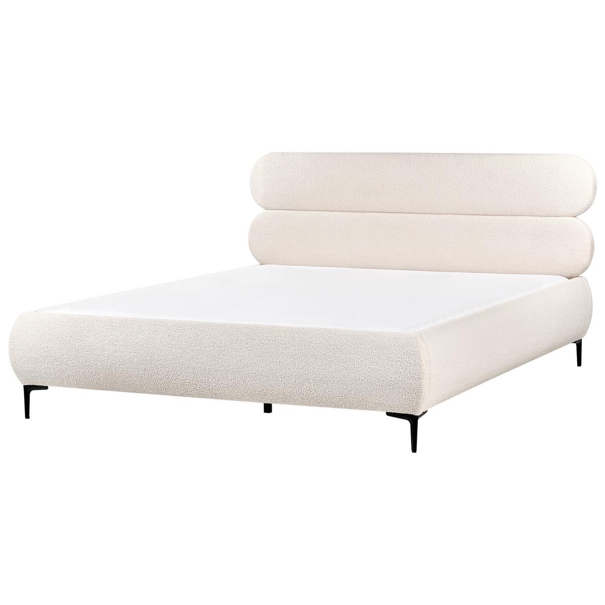 BETT mit Lattenrost 180/200 cm Cremeweiß Lessay - Schwarz/Weiß, Textil (180/200cm) - Beliani