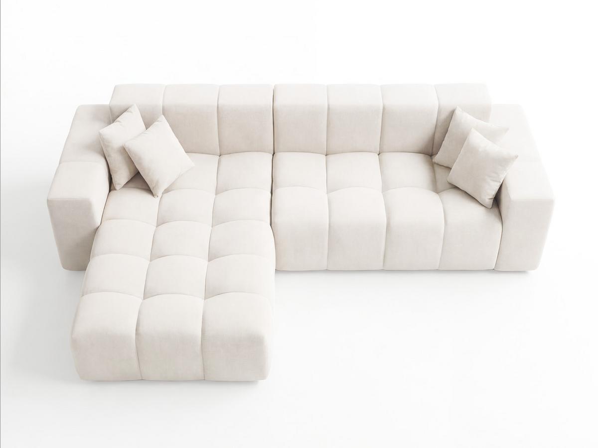 ECKSOFA Loopo Creme Links - Creme, Holz/Textil (265/180cm) - Graingold