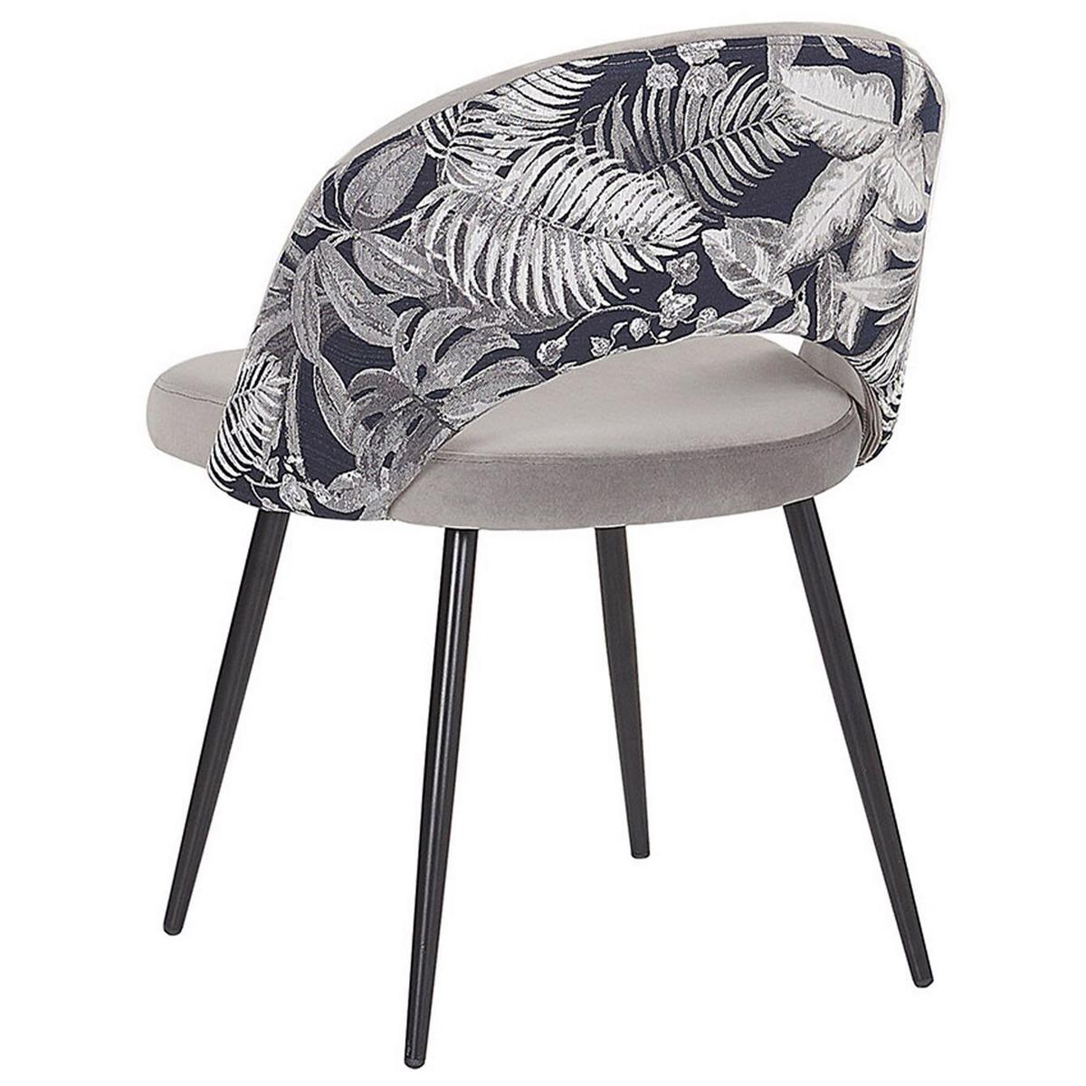 ESSZIMMERSTUHL 2er-Set Samtstoff Grau Vivian - Grau, Textil/Metall (52/77/56cm) - Beliani