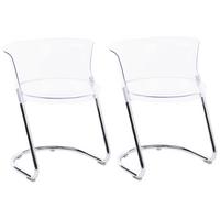 ESSZIMMERSTUHL 2er Set Transparent Oshkosh - Transparent/Silberfarben, Kunststoff (47/63/50cm) - Beliani
