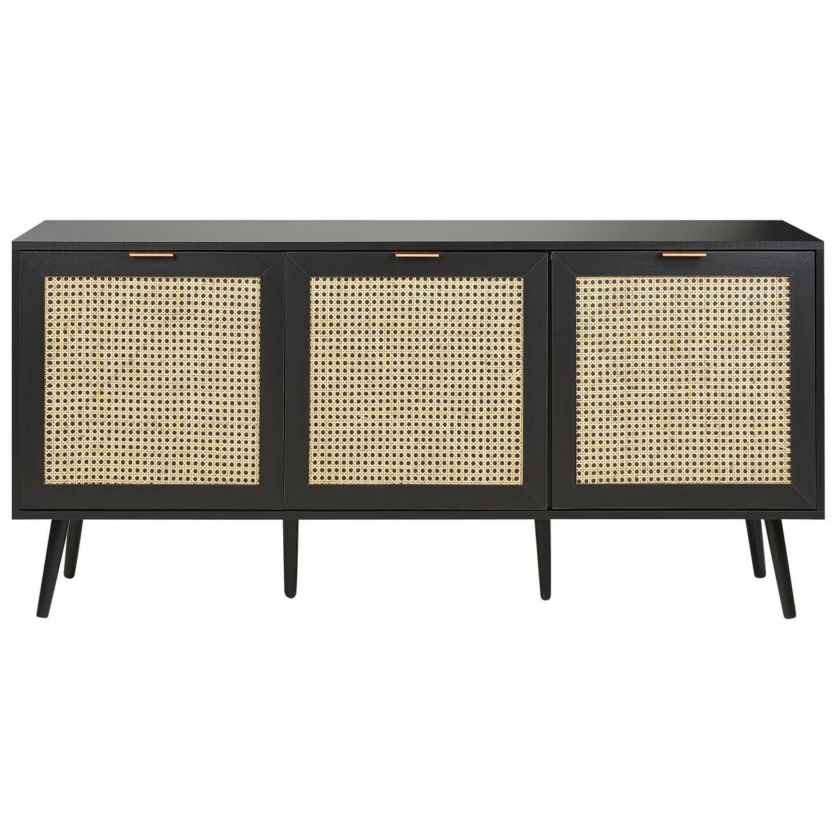 SIDEBOARD Schwarz Opoco - Beige/Schwarz, Holzwerkstoff (150/71/40cm) - Beliani