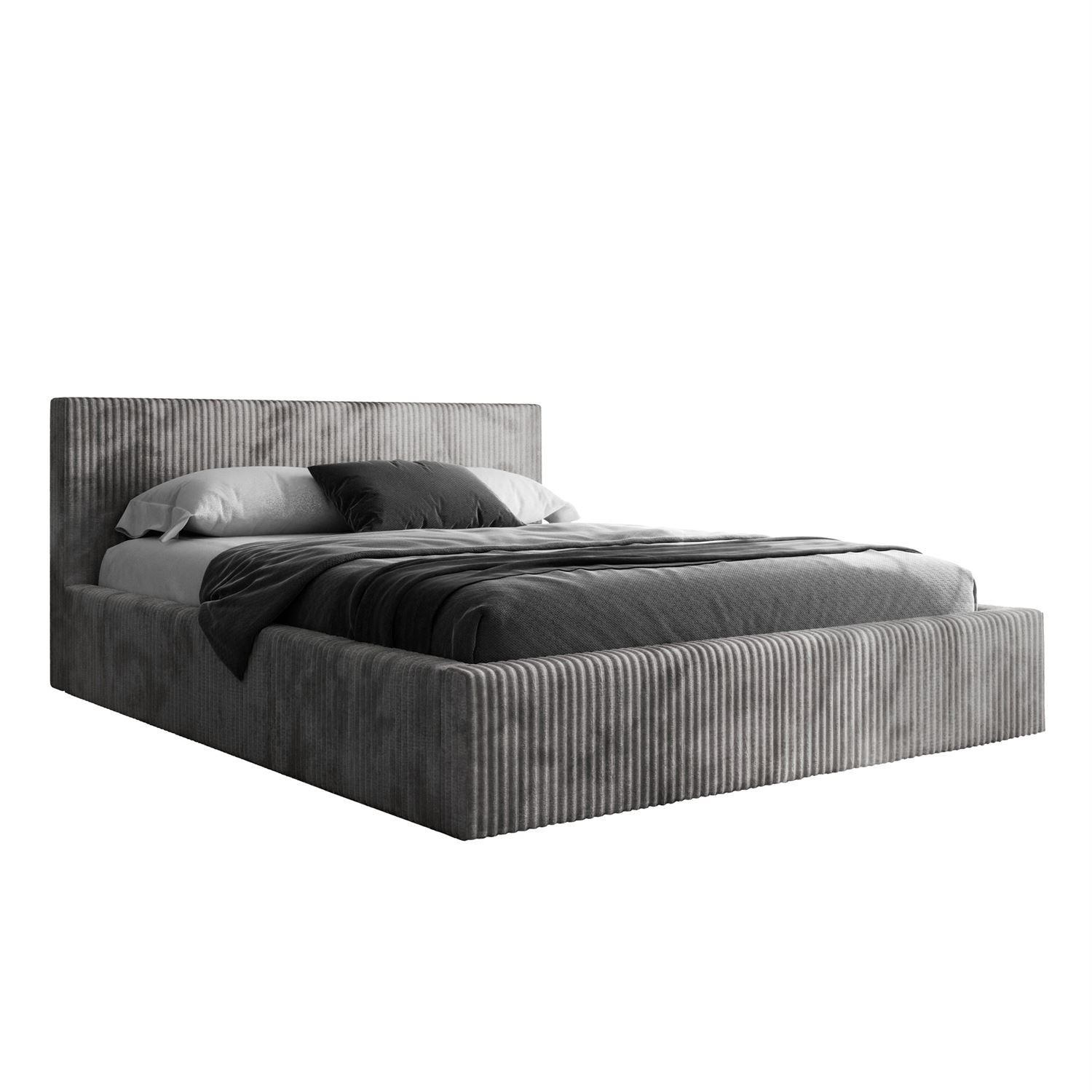 POLSTERBETT TILIA 180x200 cm Tilia 90, 34 Holzlatten, Kopfteil 95 cm - Grau, Textil (180/200cm) - Lookway