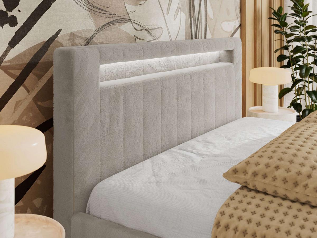 POLSTERBETT GOLD 5 CLASSIC 200/200 - Hellgrau Plüsch - Multipocket-Matratze - Hellgrau, Textil (200/200cm) - MKS